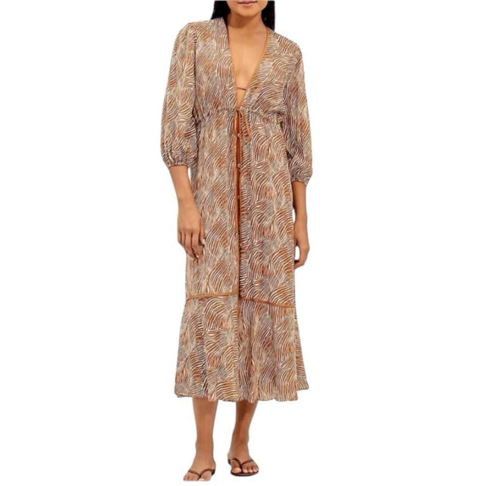 VIX Maza Lia Ruffle Detail Kimono Swim Coverup Size Large